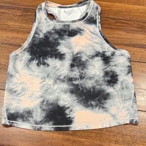 Athleta Black and Gray Tie-Dye racerback Tank Top